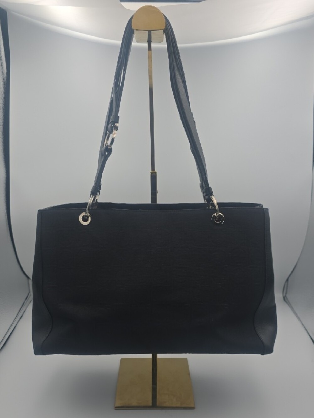 Salvatore Ferragamo Black Fabric/Leather Med Tote W Silver Hardware (EUC)(COA)🖤 - Picture 13 of 15